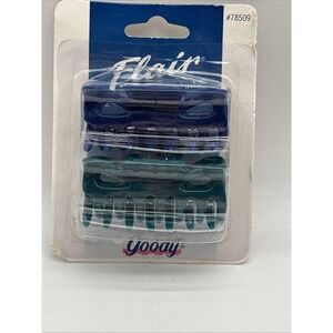 Vintage goody flair hair clips 1996 NOS Blue Green